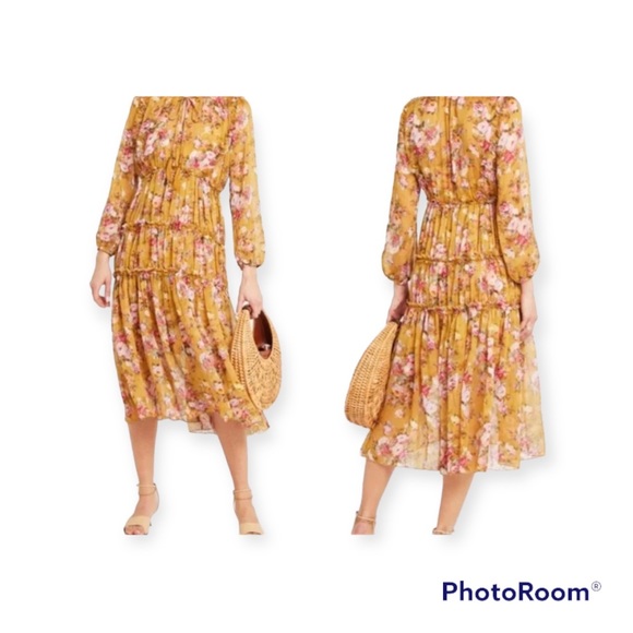 O.P.T x Anthropologie Felicity Tiered Midi Dress: Size Small - Picture 2 of 11